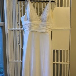 David’s Bridal White Chiffon Floor Length Dress